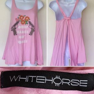 Whitehorse (Wildfox) Drop Names Tank in Pink XS